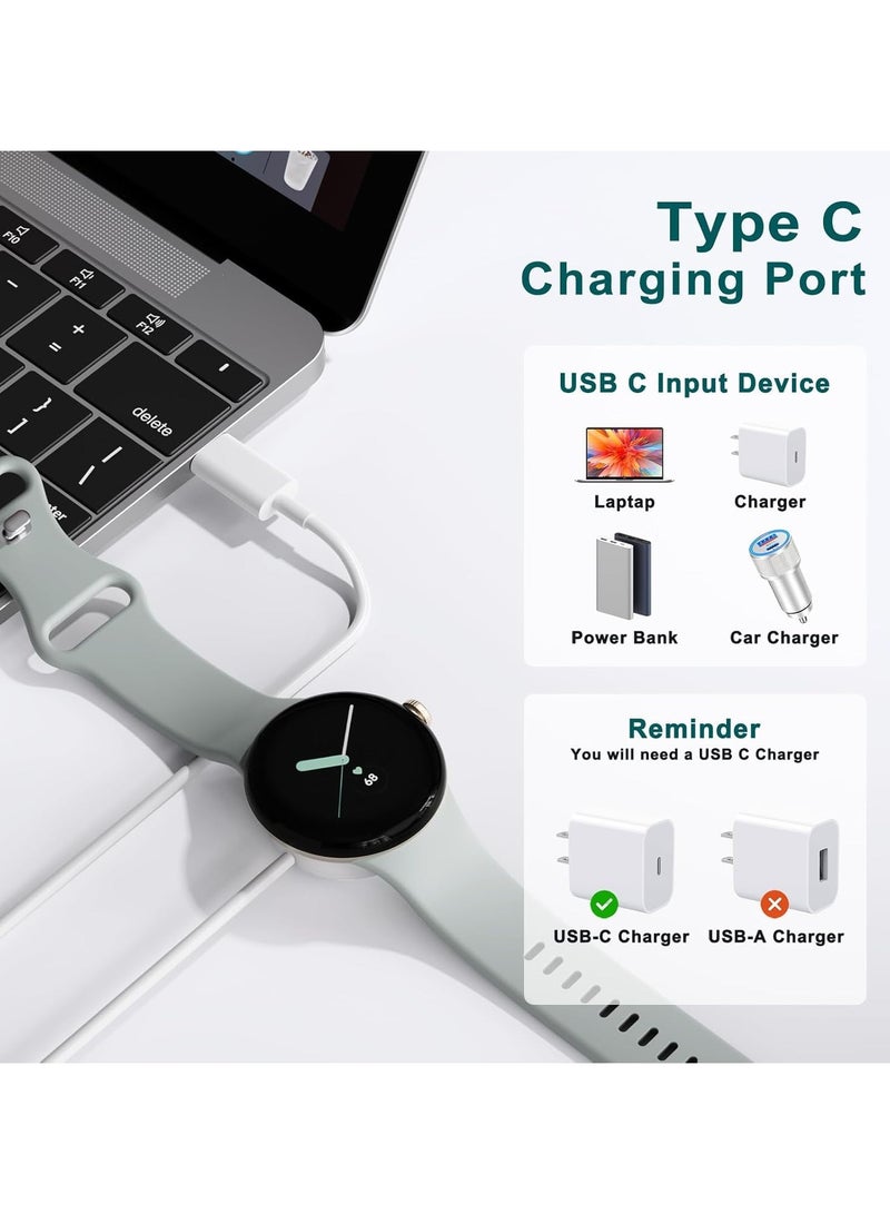 Charge Compatible with Google Pixel Watch Fast Charging USB -Tybe C - Cable, 3.3FT Replacement Magnetic Charging Cable Only for Google Pixel Watch (Not for Pixel Watch 2) (White) - Image 4