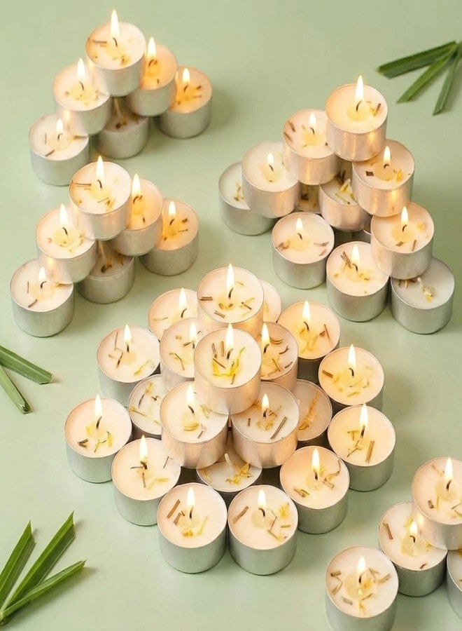 simeitol Citronella Scented Tealight Candles Outdoor, 16pack - 4-Hour White Tea Lights, 100% Natural Palm Wax Tea Lights Candle, Paraffin-Free, Scented Votive Candles for Indoor/Outdoor Use - Image 1