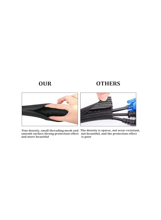 PROMASS Braided Cable Management Sleeves, Self-Wrapping Wire Loom Tubing Cord Protector, Split Design for Easy Installation, Wear and Bite Resistant, Ideal for Home Office and Pet Safety (1/2" - 12 Feet)  - Image 5
