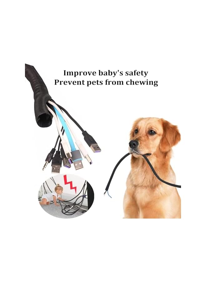 PROMASS Braided Cable Management Sleeves, Self-Wrapping Wire Loom Tubing Cord Protector, Split Design for Easy Installation, Wear and Bite Resistant, Ideal for Home Office and Pet Safety (1/2" - 12 Feet)  - Image 2