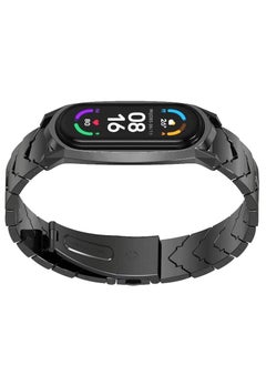 Y&D Strap Compatible Xiaomi Mi Band 6/5/4/3, Replacement Bracelet Wristbands for 6 Correa NFC Global Version Metal Stainless Steel (Black)  - Image 1