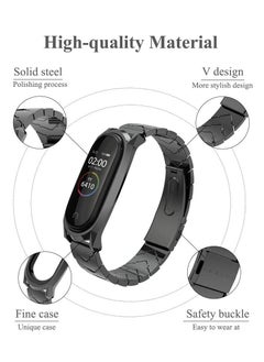 Y&D Strap Compatible Xiaomi Mi Band 6/5/4/3, Replacement Bracelet Wristbands for 6 Correa NFC Global Version Metal Stainless Steel (Black)  - Image 2