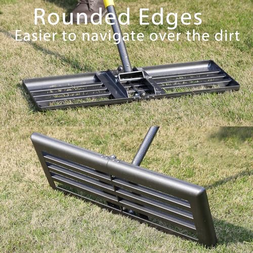 Oliynedy Lawn Leveling Rake Heavy Duty 30x10 Large Ground Plate Leveler Tool Anti Flipping Smooth Edge Pull Behind Garden Landscape Rake for Soil Sand Dirt Yard Top Dressing Long Handle 65 Inch - Image 3