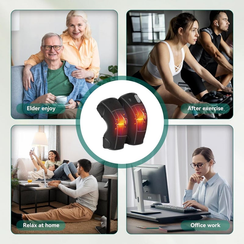 SENVIL Knee Massager with Heat and Vibration for Pain Relief, 3 Heat Levels & 3 Massage Modes Heated Knee Pad Wrap, Joint Warmers for Arthritis, Stiffness, Swelling, Leg, Elbow & Shoulder, Pair Set, Black - Image 5
