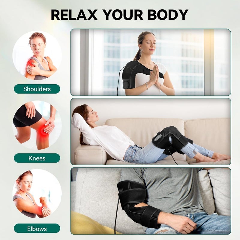 SENVIL Knee Massager with Heat and Vibration for Pain Relief, 3 Heat Levels & 3 Massage Modes Heated Knee Pad Wrap, Joint Warmers for Arthritis, Stiffness, Swelling, Leg, Elbow & Shoulder, Pair Set, Black - Image 4