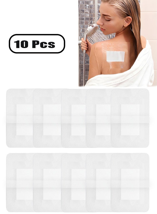 10 Pcs Waterproof Wound Care Dressings, 5.9x3.93 Inch Transparent Adhesive Bandages for Shower, Breathable Sterile Bandages for Cuts, Scrapes, Catheters & Post-Surgery Protection - Image 1