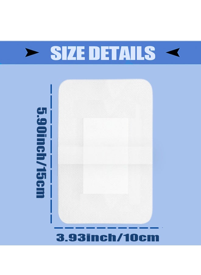 10 Pcs Waterproof Wound Care Dressings, 5.9x3.93 Inch Transparent Adhesive Bandages for Shower, Breathable Sterile Bandages for Cuts, Scrapes, Catheters & Post-Surgery Protection - Image 2