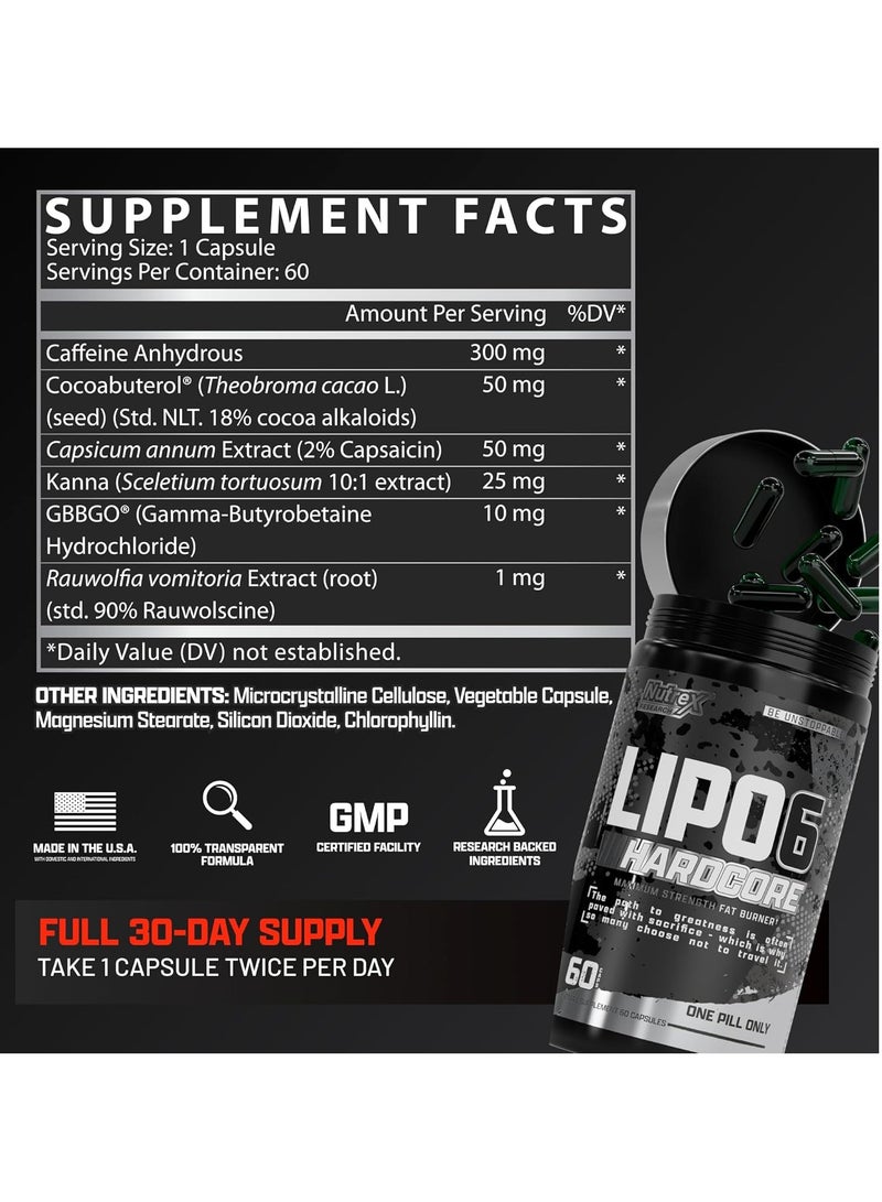 Nutrex Research Nutrex, Lipo 6 Hardcore, Fat Burner, 60 Caps, 60 Servings  - Image 3