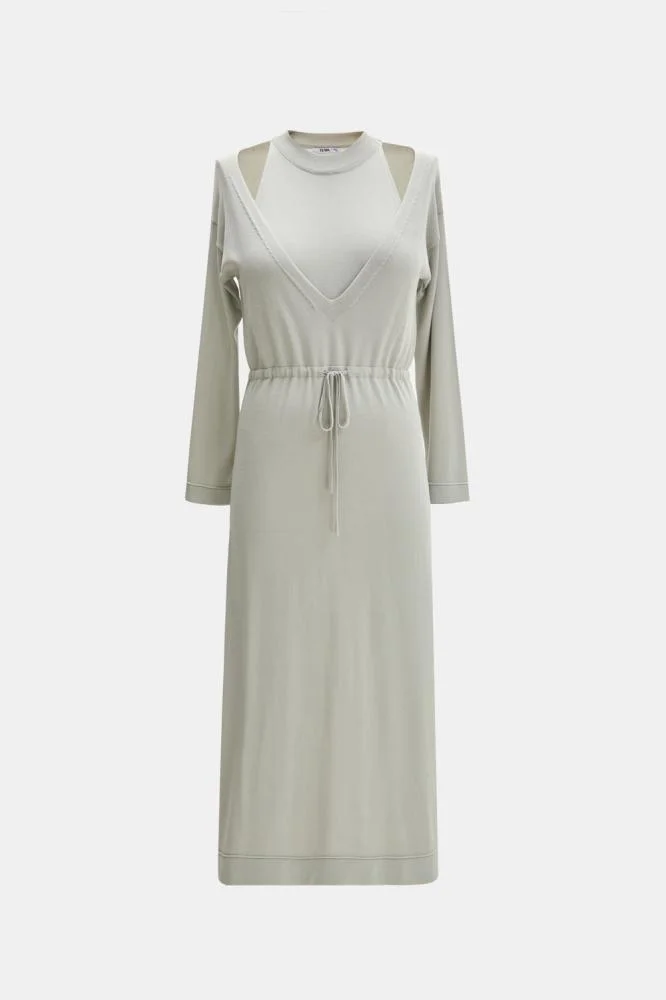 Tenda Off-The-Shoulder Dress with Lace-Up Green