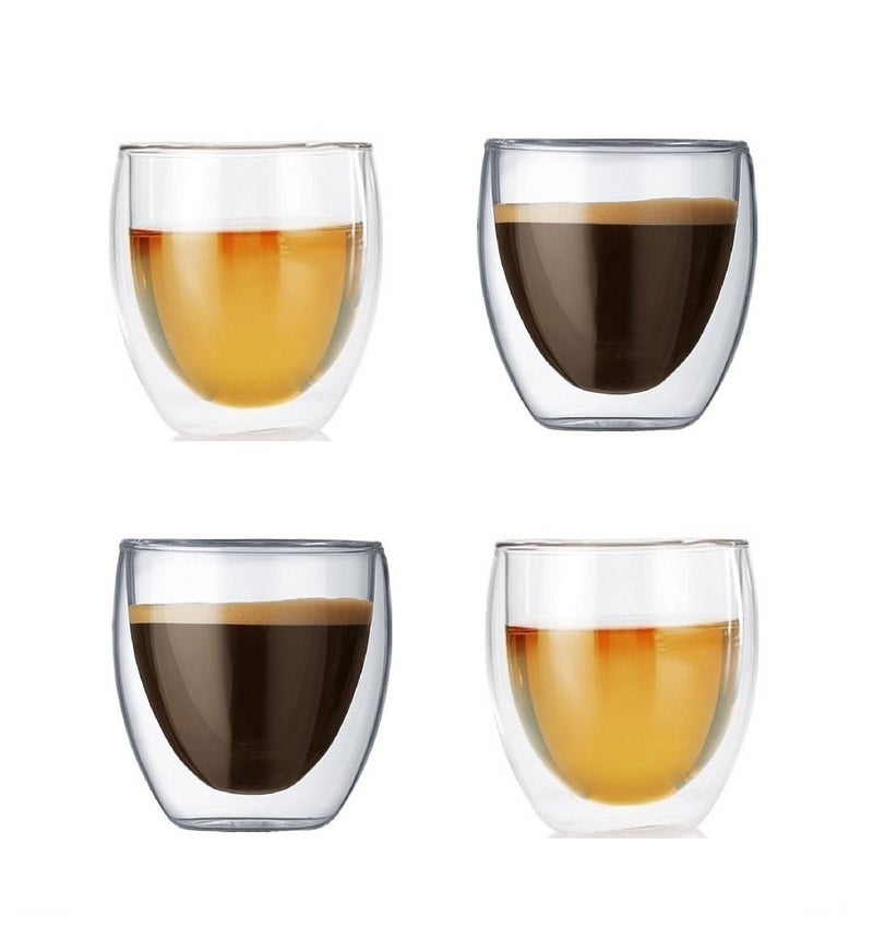 Gmark Espresso Cups Shot Glass 27 Ounce Coffee Set of 4  Lightweight Double Wall Thermo Insulated GM2028
