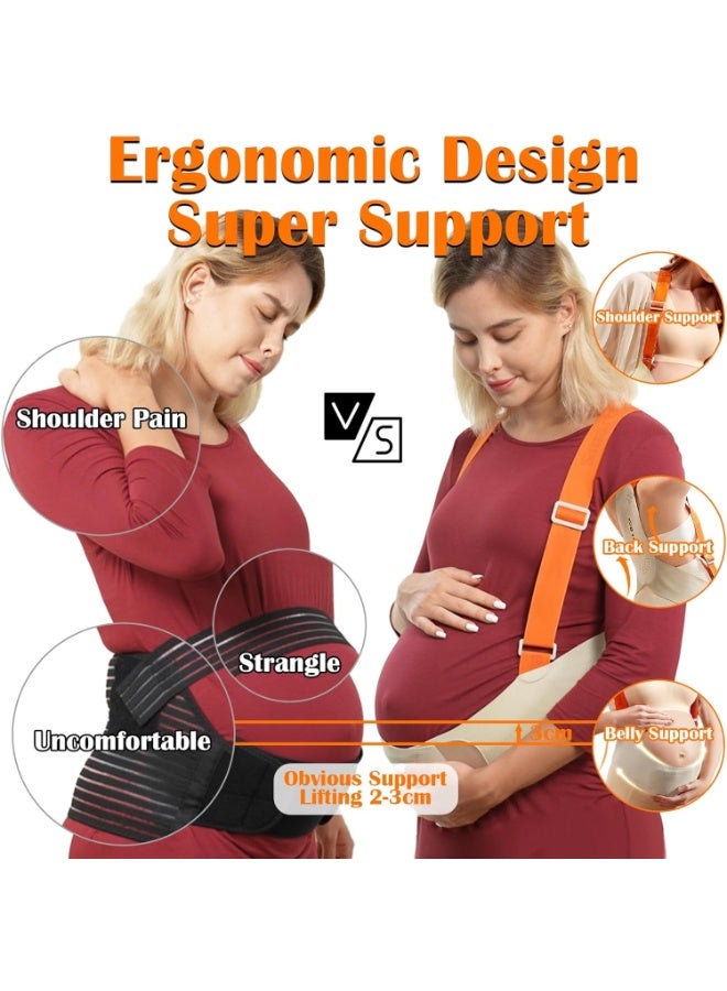 NANAO Upgraded Pregnancy Belly Band, Maternity Belly Bands for Pregnant Women with Adjustable Back Brace Straps, Breathable Maternity Pregnancy Belt for Back, Waist, Pelvic Support (M) - Image 4
