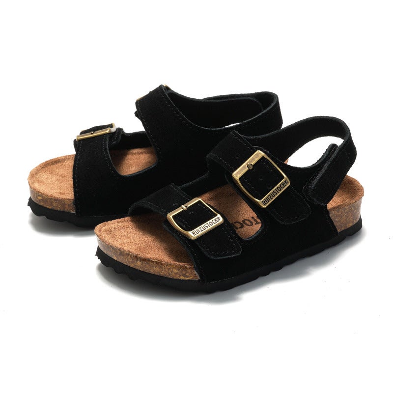 Ruizustock Spring New Kidsren'S Frosted Cork Sandals Boys Beach Shoes Girls Student Slippers Outdoor - Image 4