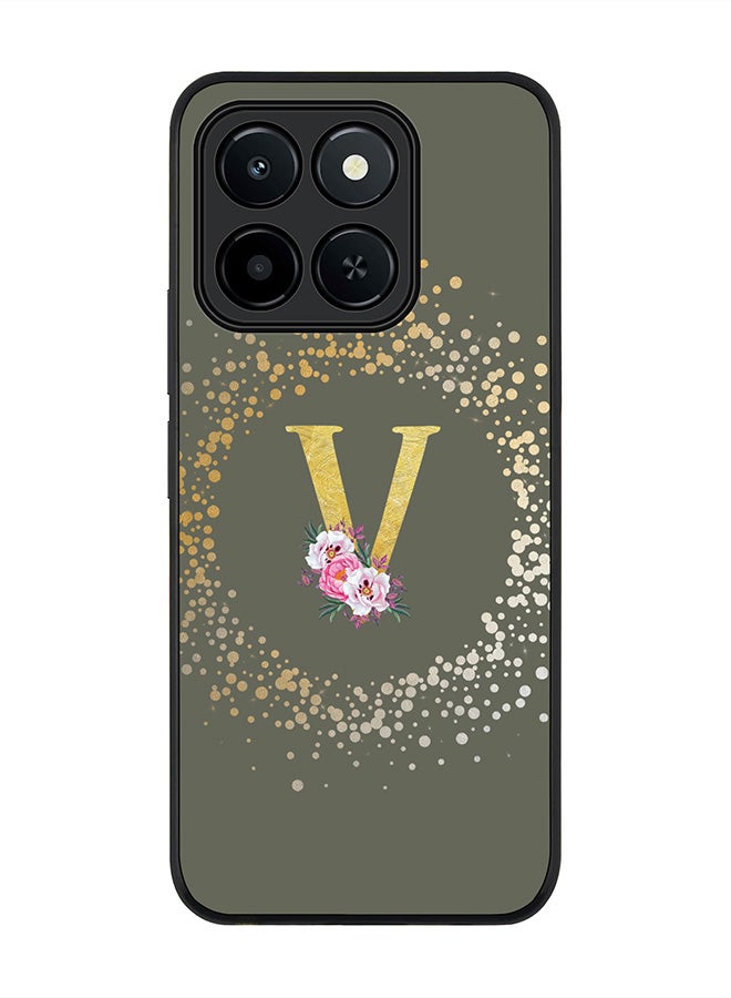 Stylizedd For Honor X6c Case,Slim fit Camera Protection, Shockproof Thin Phone cover  - Custom Monogram Floral - V  (Olive Green )