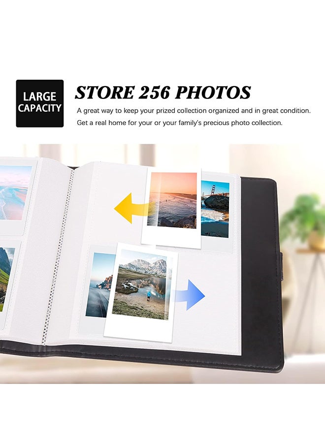 O Ozone 256 Pockets Photo Album for Fujifilm Instax Mini Camera, Leather Cover Photo Album for Instax Mini 12 11 9 40 90 8 7 Evo LiPlay Instant Camera - Black  - Image 2