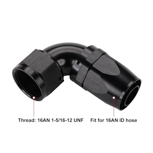 Podavelle 16AN 90 Degree Elbow Swivel Hose End Full Flow Fitting Adapter Aluminum Black - Image 3