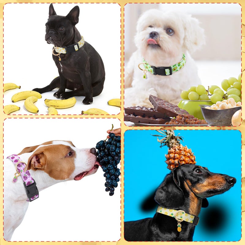 Guiqulai 7 Pack Cute Dog Collars for Medium Dogs Fruit Dog Collars with Fruit Pendants Adjustable Pet Collar with Safety Buckle for Girl Boy Dogs(12-18.9 inch) - Image 5