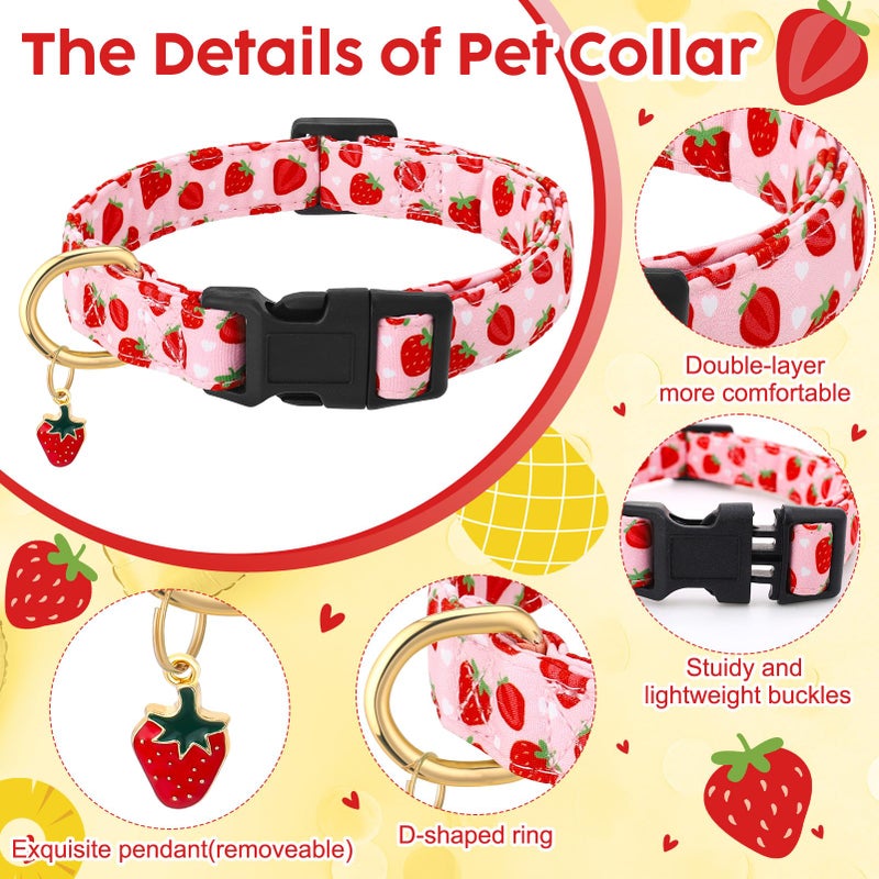 Guiqulai 7 Pack Cute Dog Collars for Medium Dogs Fruit Dog Collars with Fruit Pendants Adjustable Pet Collar with Safety Buckle for Girl Boy Dogs(12-18.9 inch) - Image 3