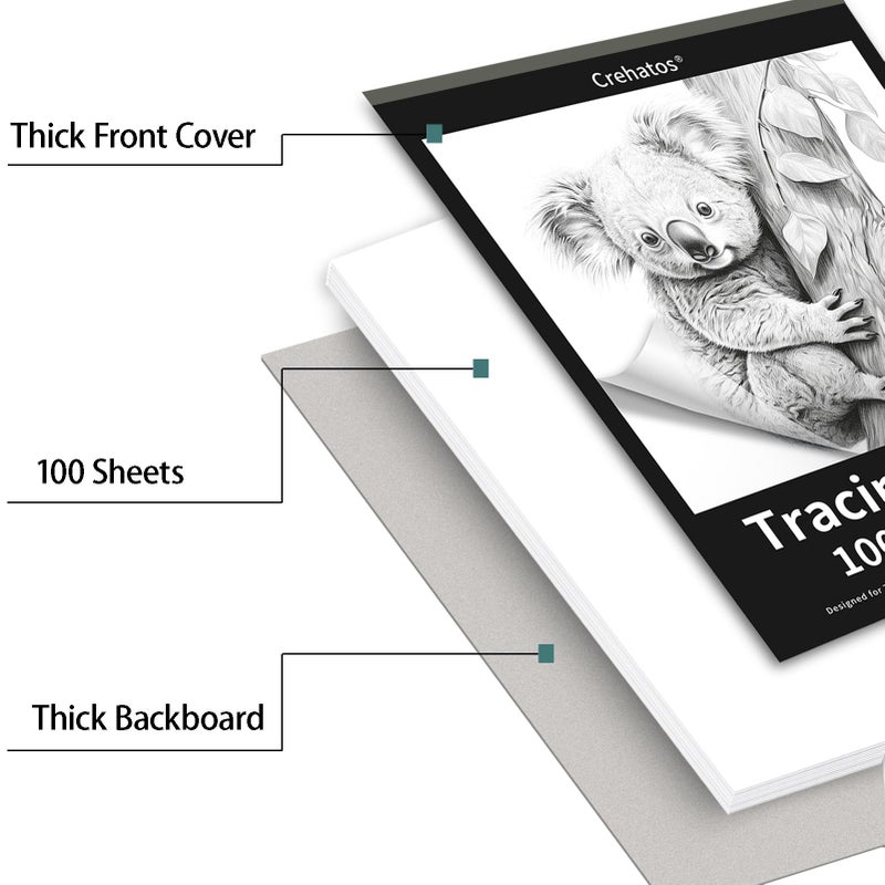 Crehatos 8.5" x 11" Tracing Paper, Translucent Tracing Pad, 100 Sheets 38lb/60gsm Vellum Art Paper - Image 5