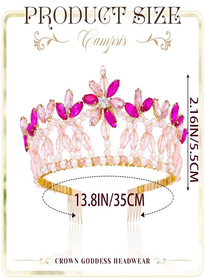 كامبسيس طوق رأس مرصع بالكريستال من كامبسيس، تاج مرصع بأحجار الراين، تاج مزين باللؤلؤ والزهور، قطعة رأس للعروس من النساء والفتيات - Image 2