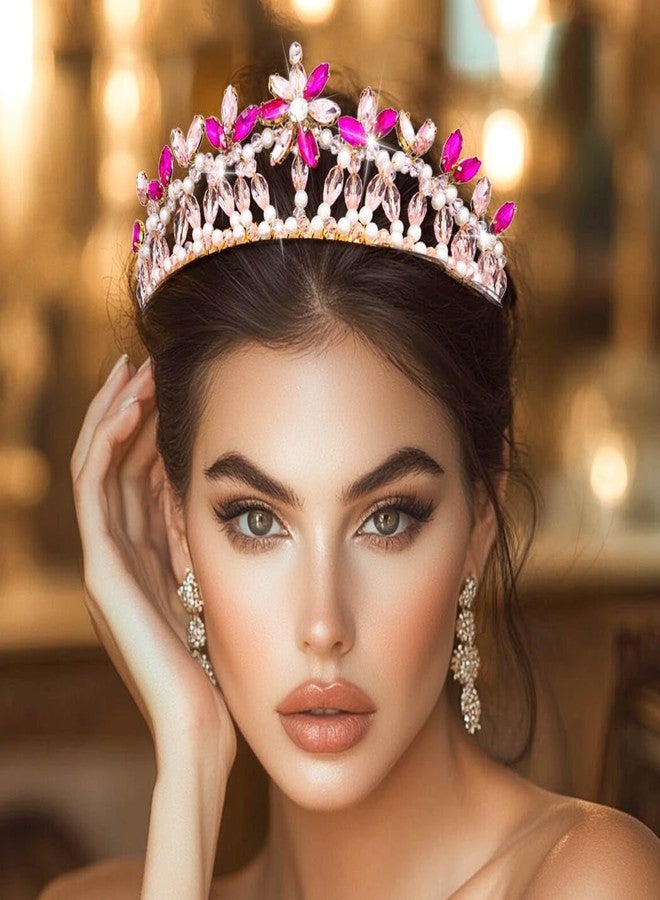 كامبسيس طوق رأس مرصع بالكريستال من كامبسيس، تاج مرصع بأحجار الراين، تاج مزين باللؤلؤ والزهور، قطعة رأس للعروس من النساء والفتيات - Image 3