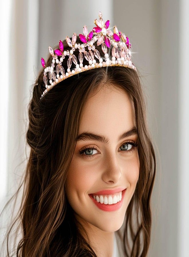 كامبسيس طوق رأس مرصع بالكريستال من كامبسيس، تاج مرصع بأحجار الراين، تاج مزين باللؤلؤ والزهور، قطعة رأس للعروس من النساء والفتيات - Image 4