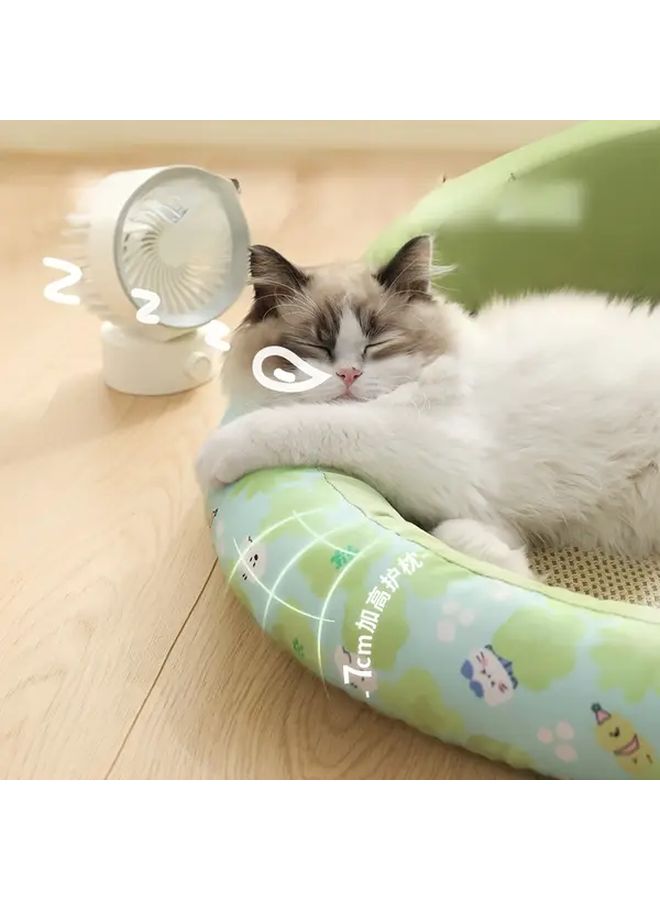 Blue Woven Rattan Cat Hammock Summer Bed Cooling Mat 60x17.72 Inch for Pets - Image 3