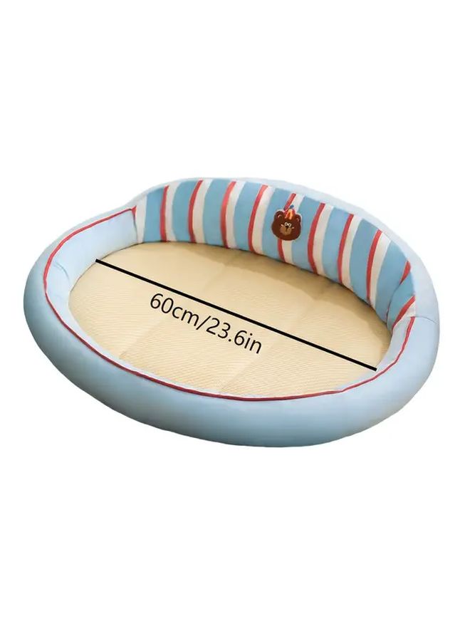 Blue Woven Rattan Cat Hammock Summer Bed Cooling Mat 60x17.72 Inch for Pets - Image 2
