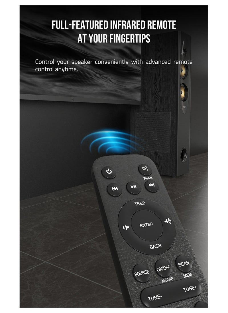 F&D - F&D T-60X Pro Peak Power 240 W Bluetooth Tower Speaker (Black, 2.0 Channel) USB,AUX,OPTICAL,TOUCH SCREEN,REMOTE CONTROL - Image 1