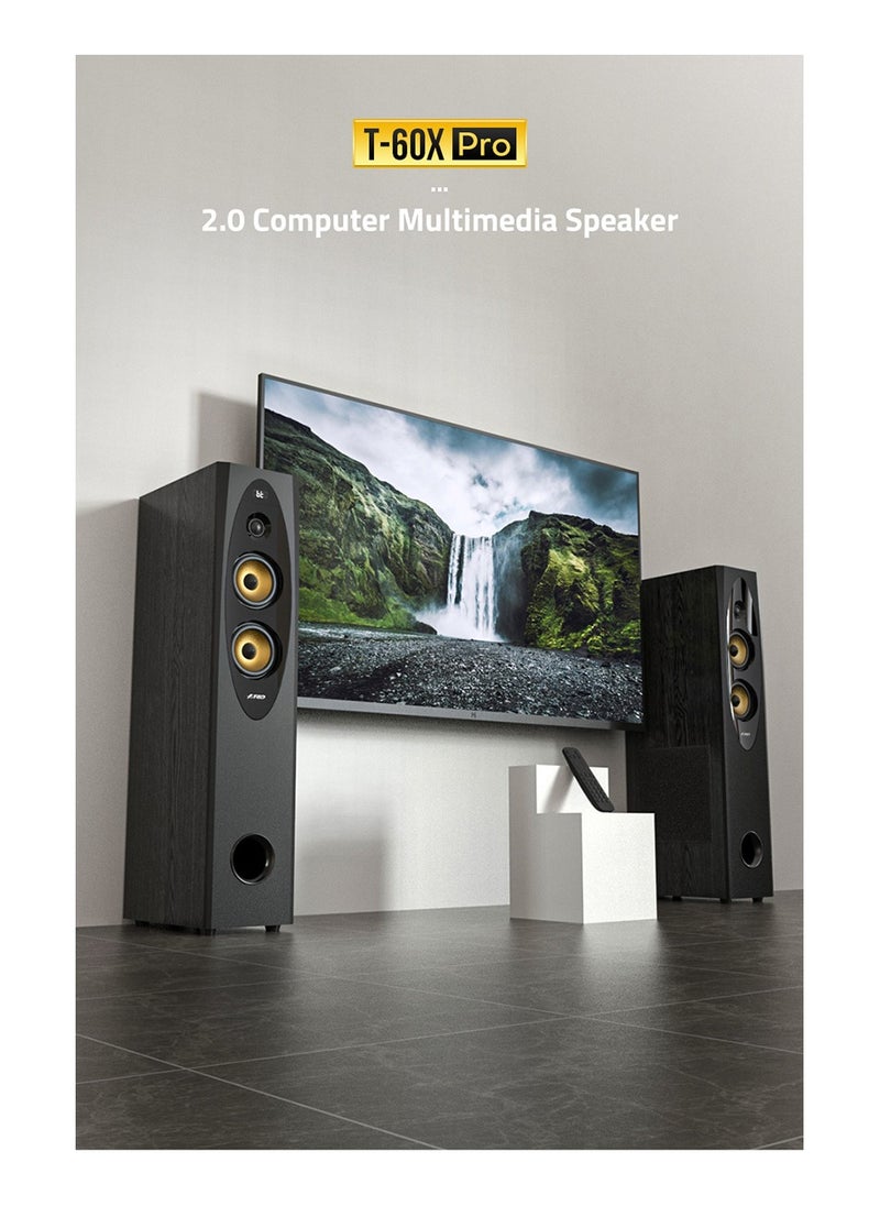 F&D - F&D T-60X Pro Peak Power 240 W Bluetooth Tower Speaker (Black, 2.0 Channel) USB,AUX,OPTICAL,TOUCH SCREEN,REMOTE CONTROL - Image 1