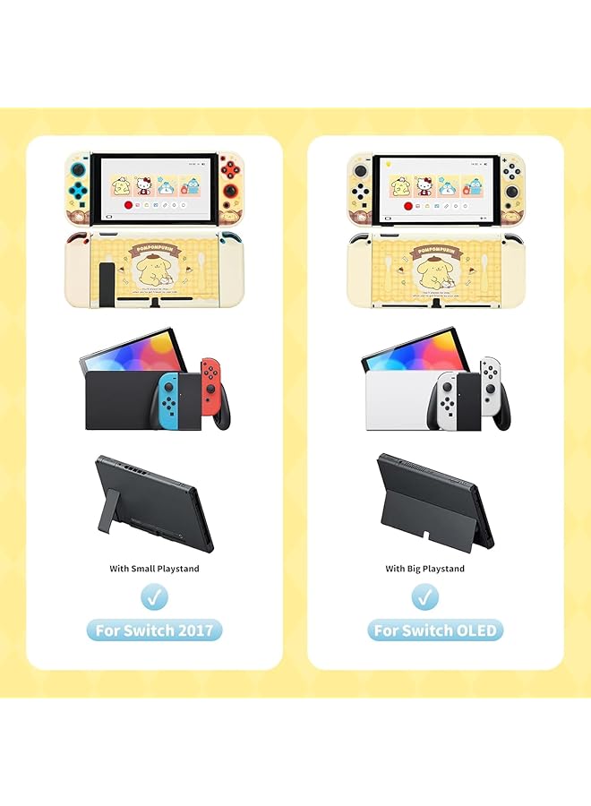 Protective Shell For Regular Switch Kawaii Cartoon Dockable Case For Regular Switch Anti Scratch And Shock Absorption Design Cover Skin (Yellow) - Image 2