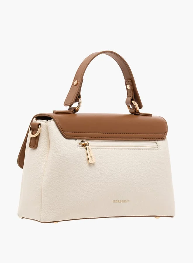 Flora Bella By Shoexpress Women's Textured Satchel Bag with Top Handle and Detachable Strap