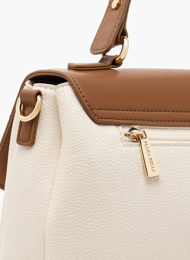Flora Bella By Shoexpress Women's Textured Satchel Bag with Top Handle and Detachable Strap