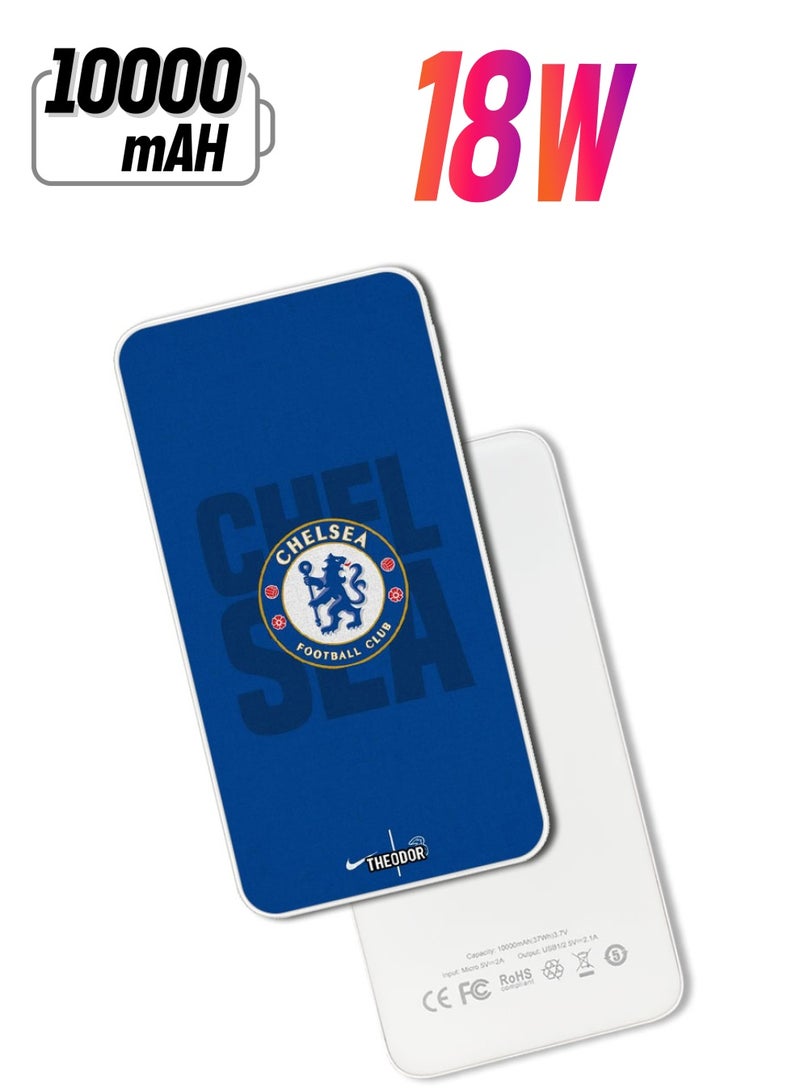 Theodor 10,000 mAh Super Fast Charging Ultra Compact Power Bank with Quick Charge & Power Delivery, Portable Charger For iPhone and Android Chelsea  - Image 1