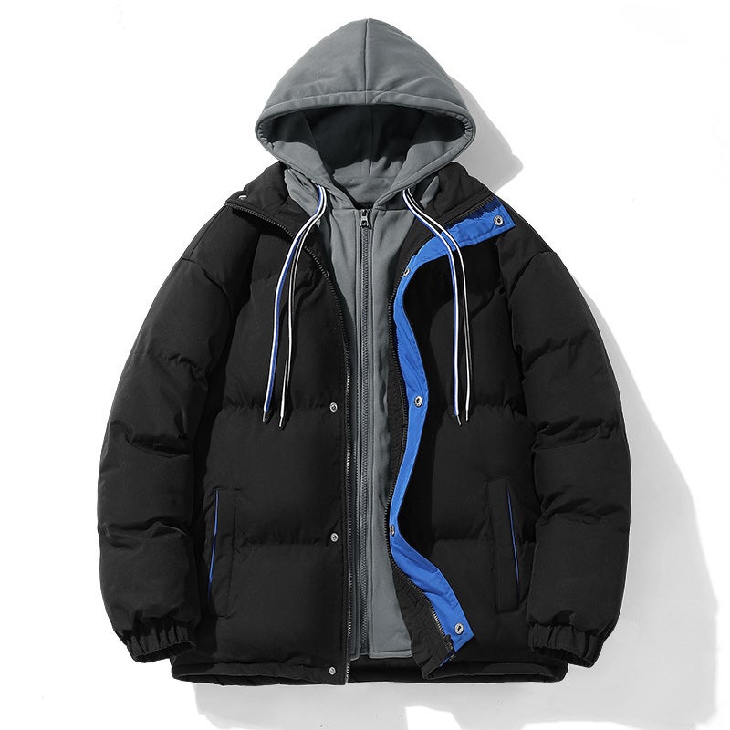 2022 Winter New Cotton Clothes Men'S Daily All-Match Comfortable Loose Fashion Fake Two-Piece Cotton Clothes - Image 4