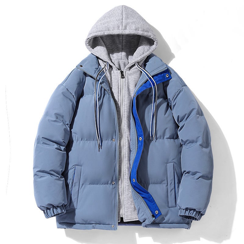 2022 Winter New Cotton Clothes Men'S Daily All-Match Comfortable Loose Fashion Fake Two-Piece Cotton Clothes - Image 1