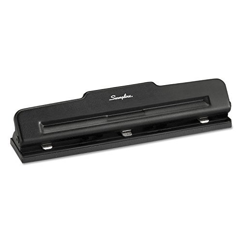 Swingline 3 Hole Punch, 10 Sheet Capacity Three Hole Puncher 3 Ring, Adjustable 2-3 Hole Paper Punch, Black (74015) - Image 1