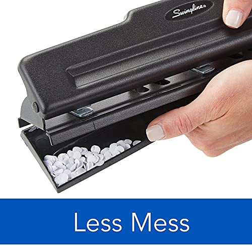 Swingline 3 Hole Punch, 10 Sheet Capacity Three Hole Puncher 3 Ring, Adjustable 2-3 Hole Paper Punch, Black (74015) - Image 4