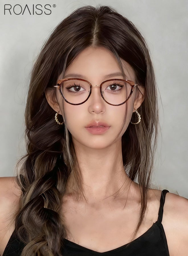 رويس نظارات شمسية للنساء، حجب الضوء الأزرق، مضادة للأشعة فوق البنفسجية والوهج، فلتر الضوء الأزرق، نظارات كمبيوتر، عين القطة، مضادة لإجهاد العين، نظارات الصداع، شفافة، بنية اللون، 51 مم - Image 2