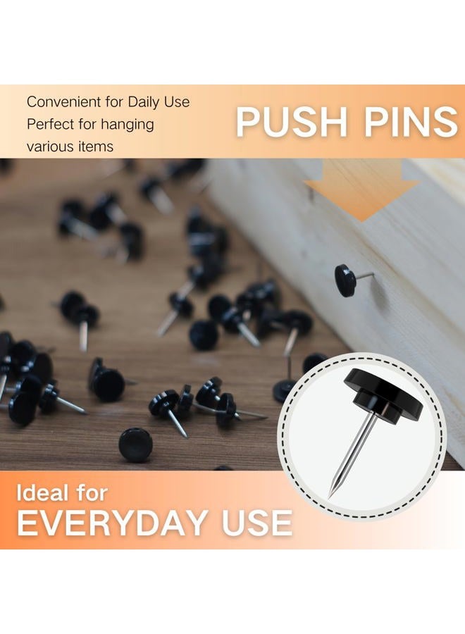 OIAOIW 150 PCS Black Flat Push Pins for Wall Thumb Tacks for Walls Flat thumbtacks Push pin for Bulletin Board Shadow Box Display Thumbtack for Cork Board - Image 4