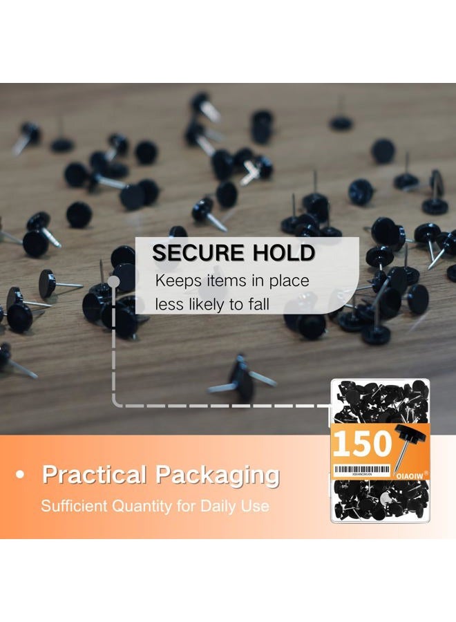 OIAOIW 150 PCS Black Flat Push Pins for Wall Thumb Tacks for Walls Flat thumbtacks Push pin for Bulletin Board Shadow Box Display Thumbtack for Cork Board - Image 5
