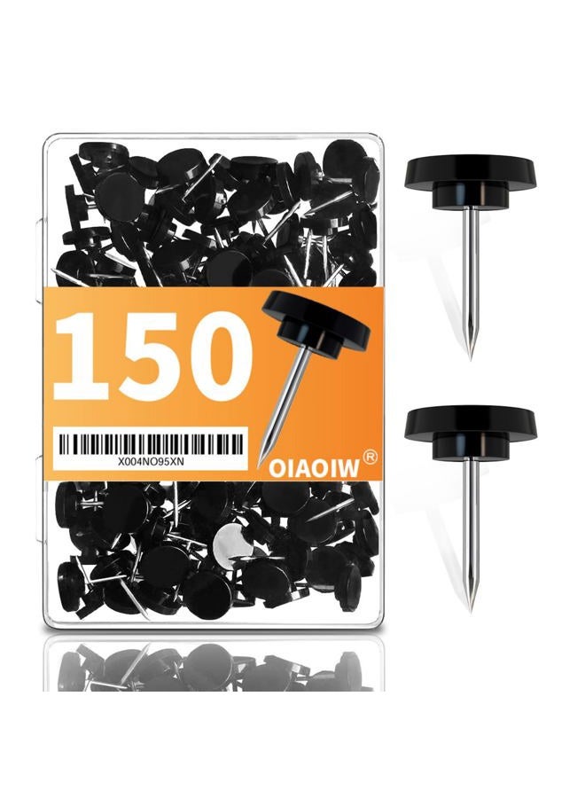 OIAOIW 150 PCS Black Flat Push Pins for Wall Thumb Tacks for Walls Flat thumbtacks Push pin for Bulletin Board Shadow Box Display Thumbtack for Cork Board - Image 1