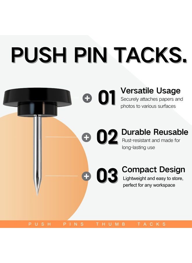 OIAOIW 150 PCS Black Flat Push Pins for Wall Thumb Tacks for Walls Flat thumbtacks Push pin for Bulletin Board Shadow Box Display Thumbtack for Cork Board - Image 2