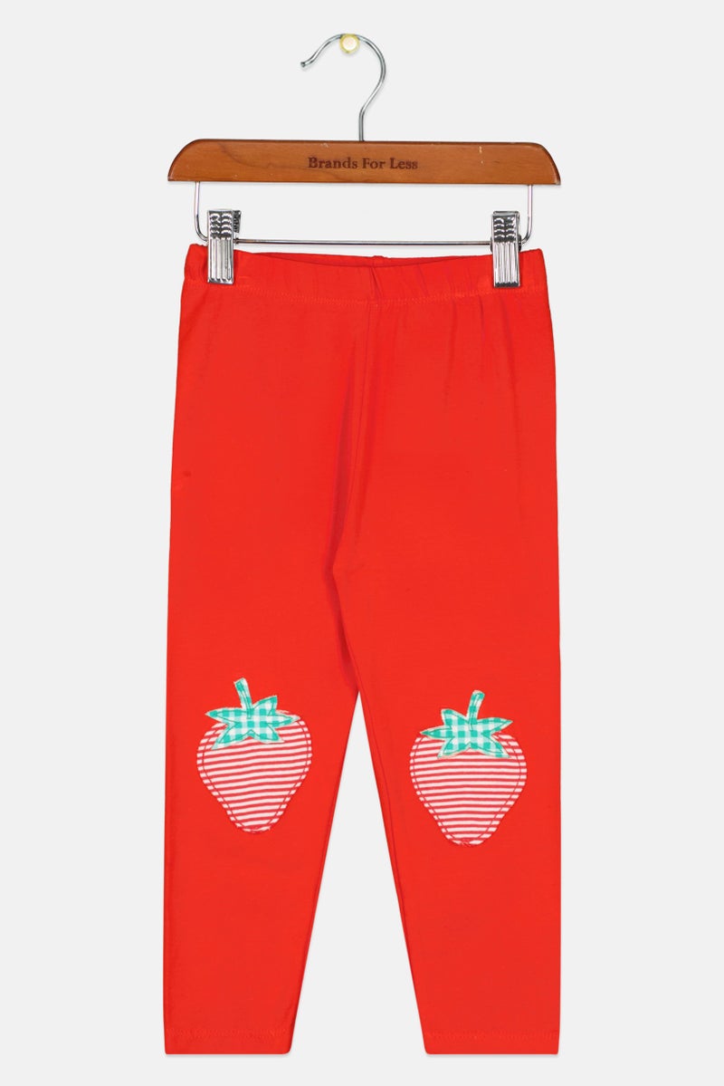 Hamleys Toddlers Girl Embroidered Leggings, Red - Image 2