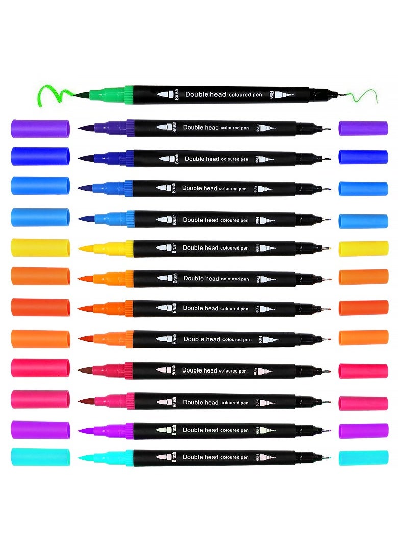Generic 36 Colors Dual Tip Brush Pens, Watercolor Markers Set, Non-bleeding Ink Fineliner and Brush Ended Washable Pens for Kid, Adult and Artist to DIY Art Calligraphy  - Image 2
