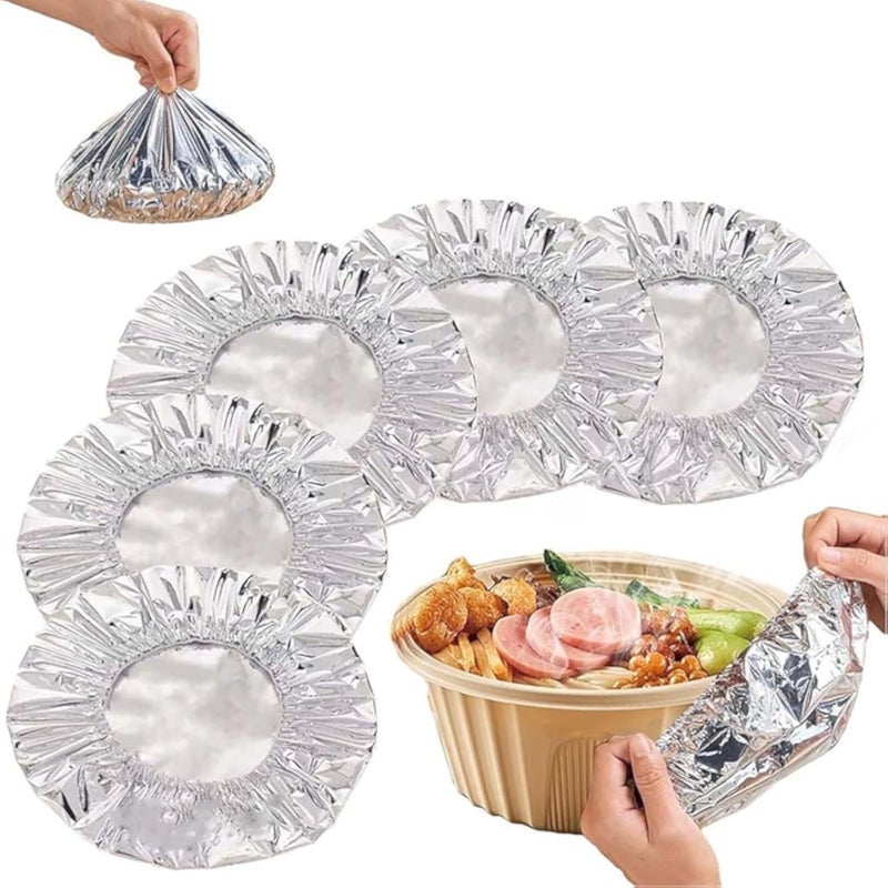 Repeatable Aluminum Foil Film Insulation Cover, 50 PCS Aluminum Foil Food Covers for Kitchen, Kitchen Fresh Keeping Insulation Film, Fresh Keeping Bags for Fruit, Aluminium Foil Food Storage Covers