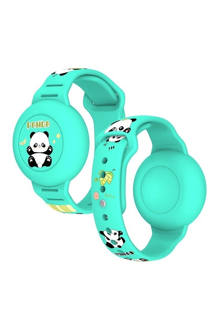 AirTag Bracelet for Kids, Waterproof Cute Cartoon Air tag Holder for Kids with Soft Silicone Full Coverage Anti-Lost Hidden Airtag Wristband Accessories for Child（green) - Image 1