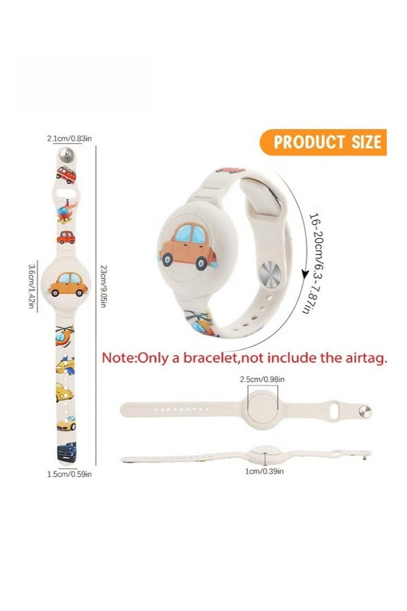 AirTag Bracelet for Kids, Waterproof Cute Cartoon Air tag Holder for Kids with Soft Silicone Full Coverage Anti-Lost Hidden Airtag Wristband Accessories for Child（green) - Image 2