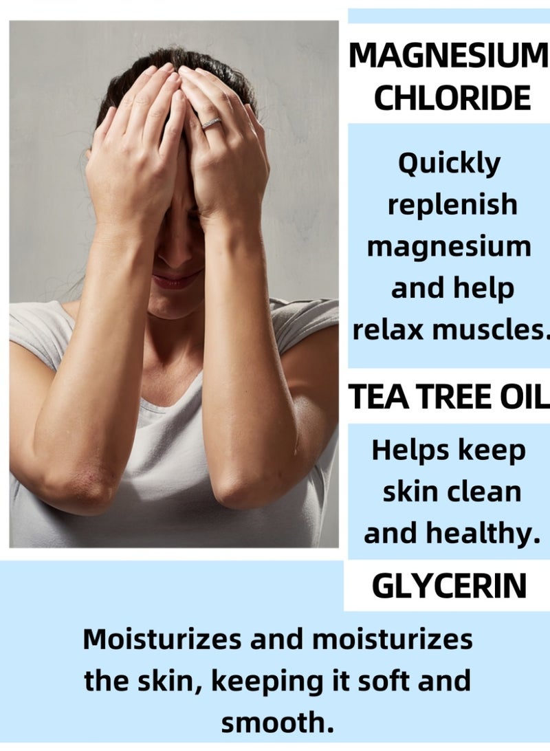 بيور رذاذ زيت المغنيسيوم النقي لتحسين نوم وتخفيف العضلات - رذاذ جسم المغنيسيوم الطبيعي الطبيعية للاسترخاء ، تخفيف توتر العضلات ، رذاذ القدم - 60 مل (2 أوقية) - Image 4