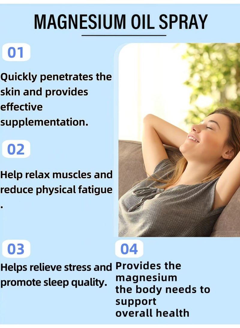 بيور رذاذ زيت المغنيسيوم النقي لتحسين نوم وتخفيف العضلات - رذاذ جسم المغنيسيوم الطبيعي الطبيعية للاسترخاء ، تخفيف توتر العضلات ، رذاذ القدم - 60 مل (2 أوقية) - Image 2