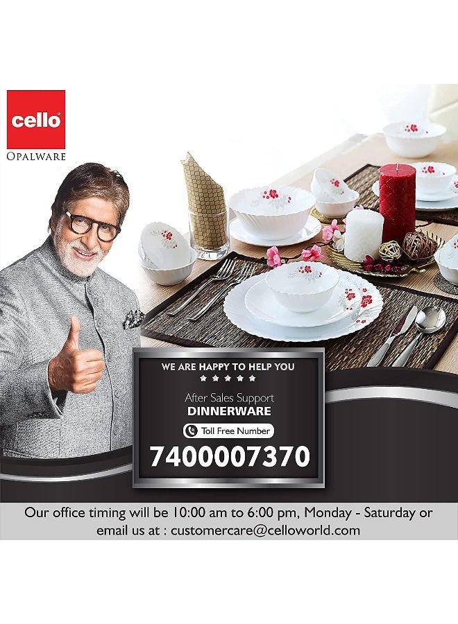 Cello طقم عشاء سيلو أوبالوير دازل سيريز لوش فييستا، 35 قطعة، خدمة لـ 6 أشخاص، أبيض - Image 5